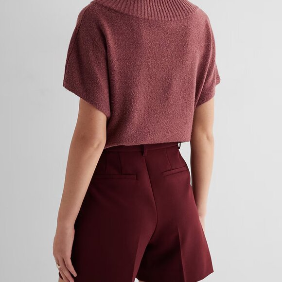 Express Women’s Editor Studio Stretch Twill Tailored Shorts Size 8 Wine Burgundy - Picture 6 of 14